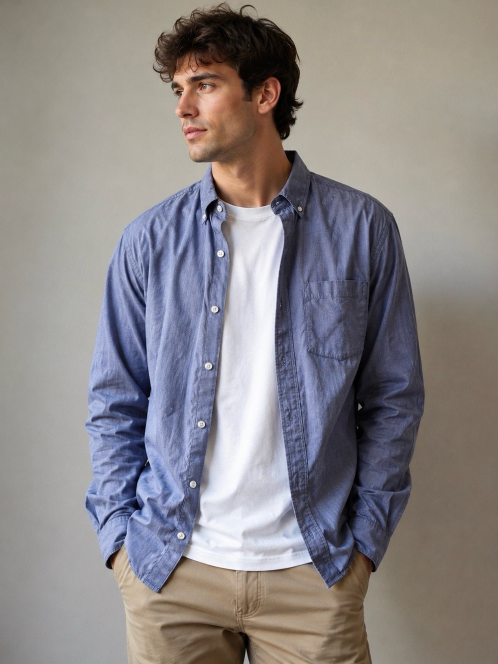 J.Crew Flex Washed Slim Untucked Button Down Shirt Men’s Large Blue